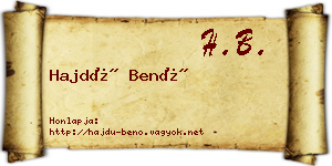 Hajdú Benő névjegykártya